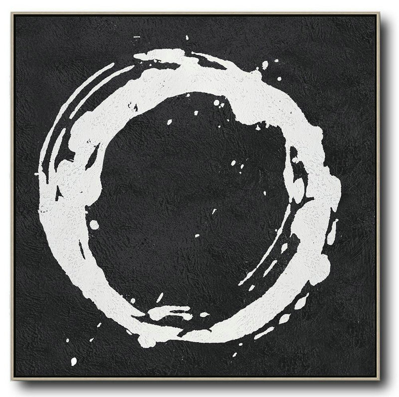 Hand Made Abstract Art,Oversized Minimal Black And White Painting - Unique Canvas Art